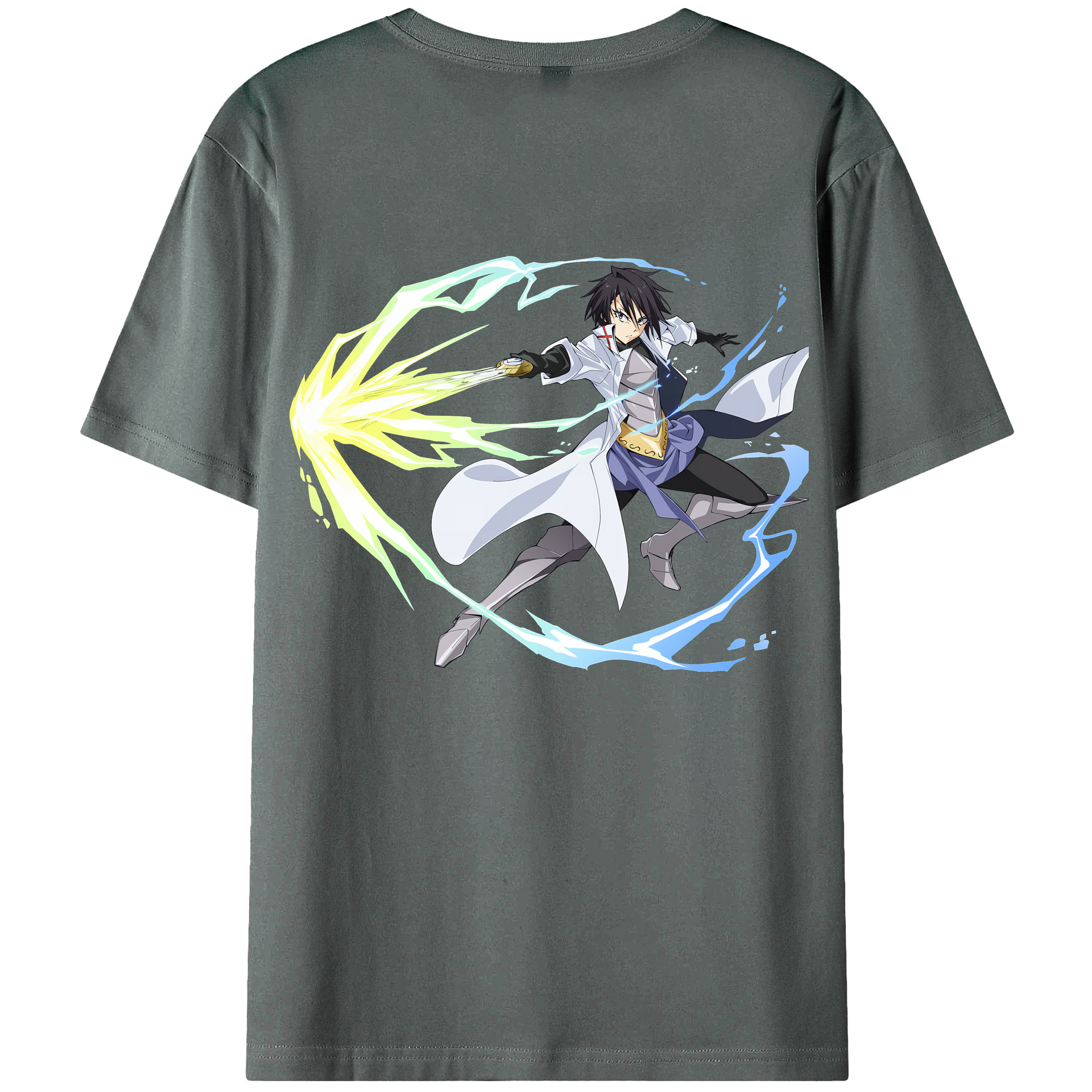 （画像用） 転スラ Regarding Reincarnated to Slime 綿100％ メンズ半袖Tシャツ（バックプリント） 通気性